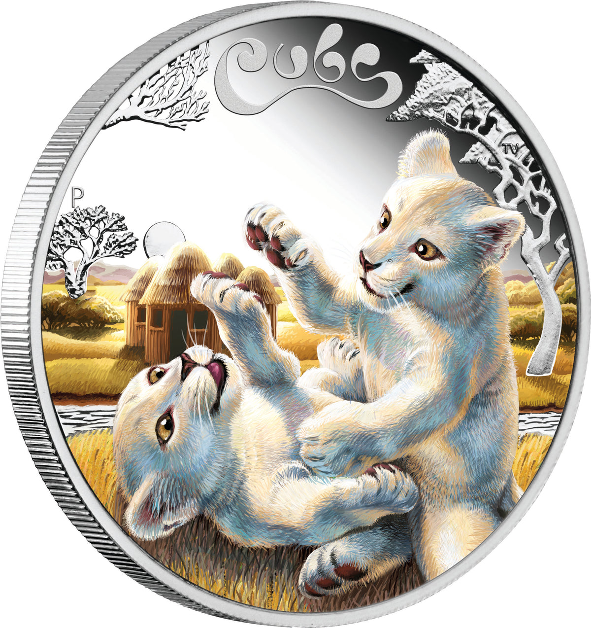 Tuvalu 2016 50c Cubs White Lion 1/2oz Silver Coloured Proof Coin