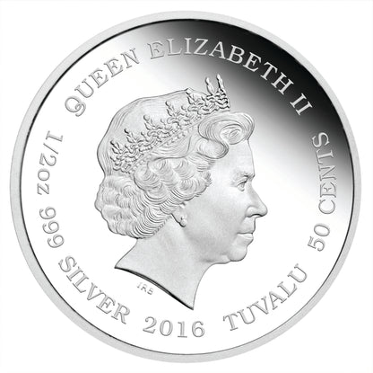 Tuvalu 2016 50c Cubs White Lion 1/2oz Silver Coloured Proof Coin