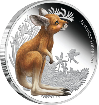 2010 50c Australian Bush Babies Kangaroo 1/2oz Silver Coloured Proof Coin