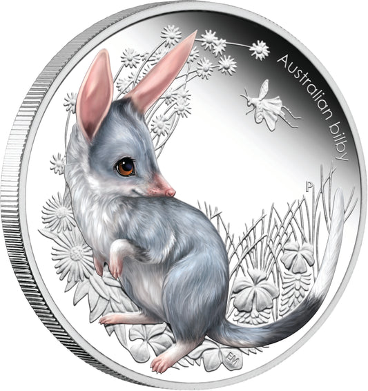2011 50c Australian Bush Babies Bilby 1/2oz Silver Coloured Proof Coin