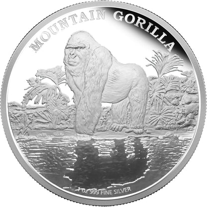 Niue 2015 $2 Endangered Species Mountain Gorilla 1oz Silver Proof Coin