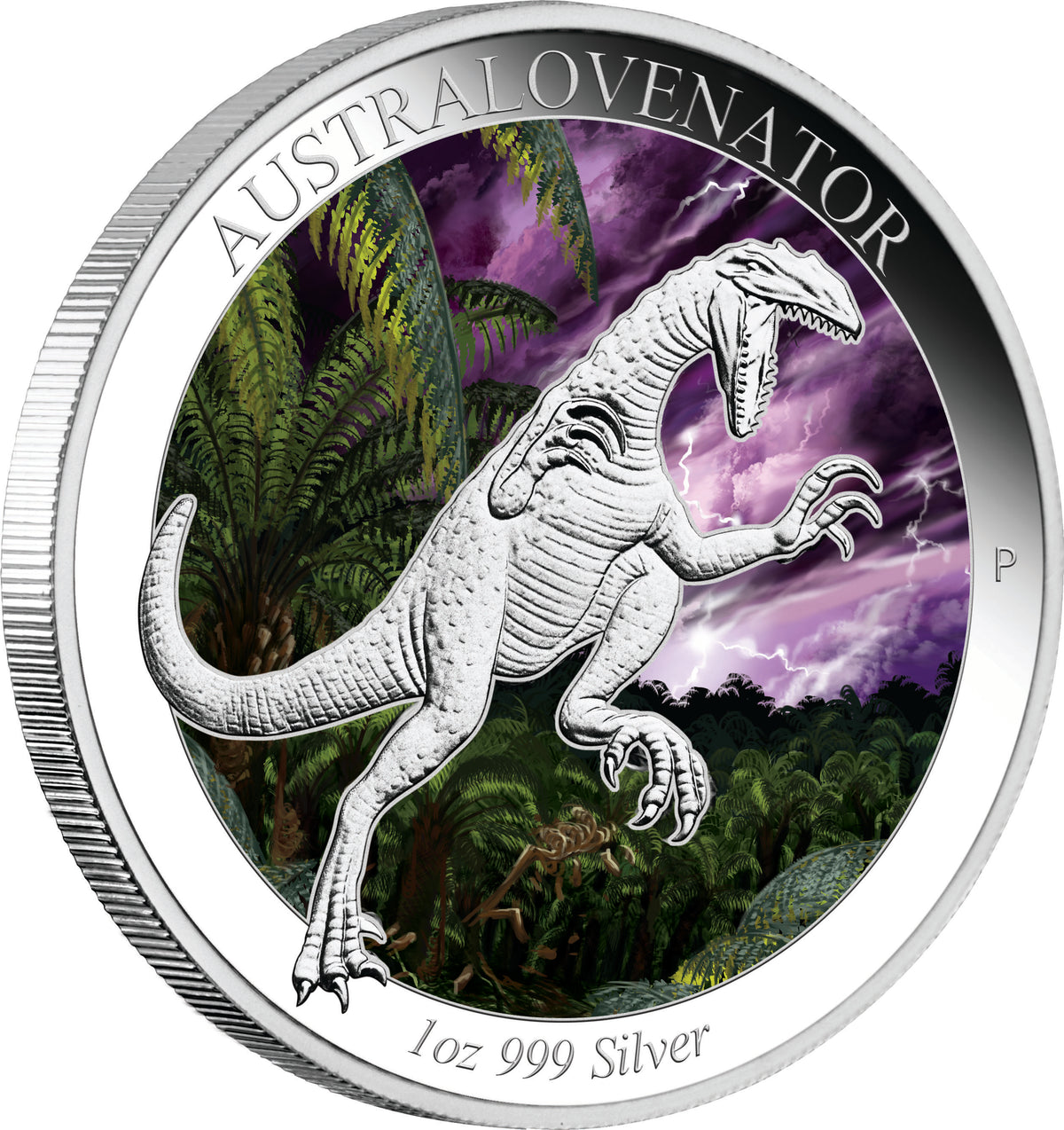 2014 $1 Australian Age of Dinosaurs Australovenator 1oz Silver Coloured Proof Coin