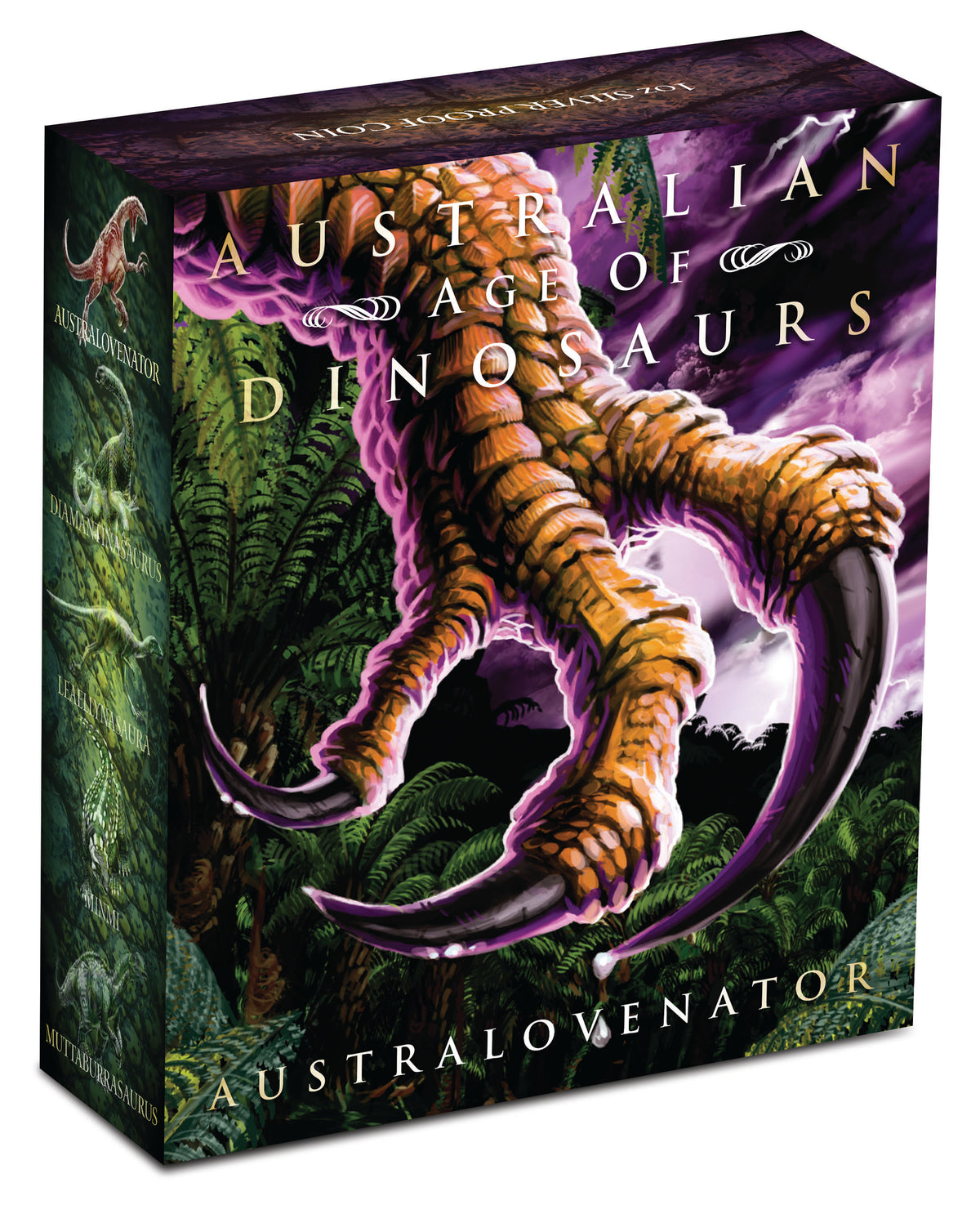 2014 $1 Australian Age of Dinosaurs Australovenator 1oz Silver Coloured Proof Coin