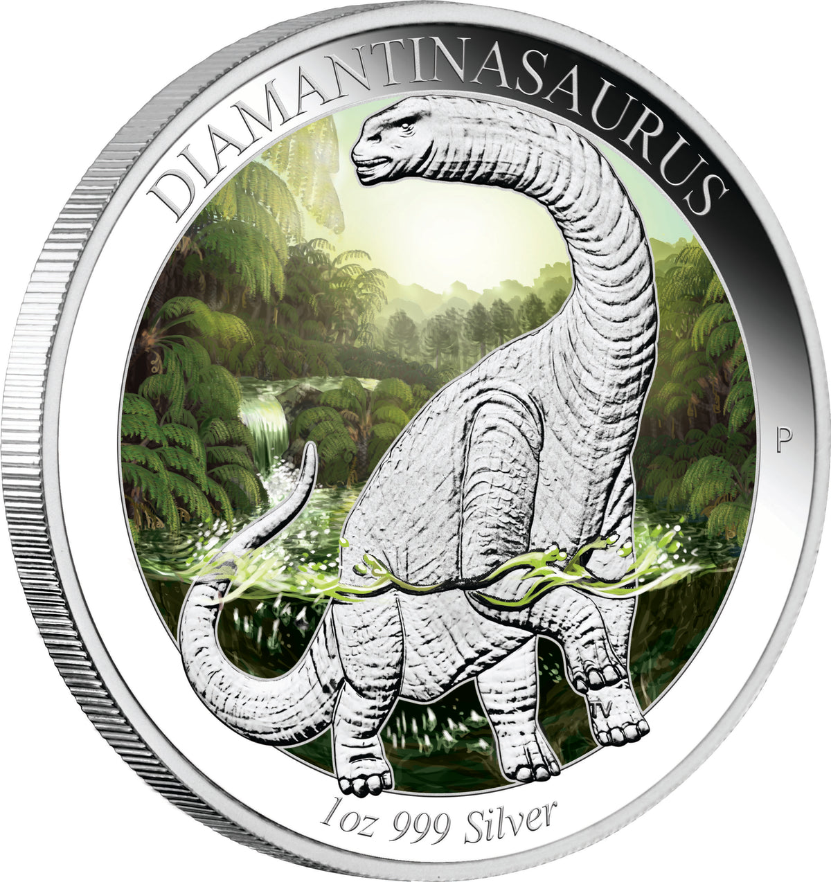 2015 $1 Australian Age of Dinosaurs Diamantinasaurus 1oz Silver Coloured Proof Coin
