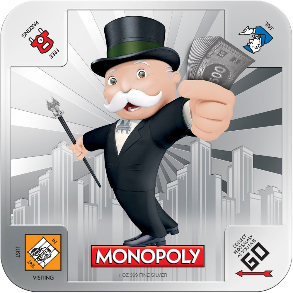 Niue 2013 $2 Monopoly 1oz Silver Coloured Proof 2 Coin Set with Top Hat