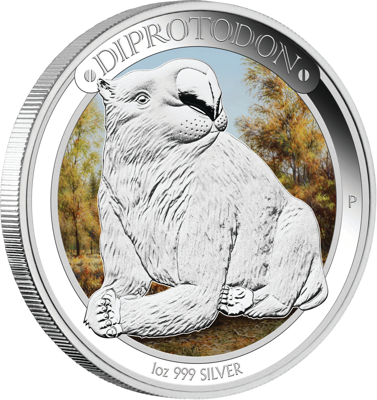 2014 $1 Megafauna Diprotodon 1oz Silver Coloured Proof Coin