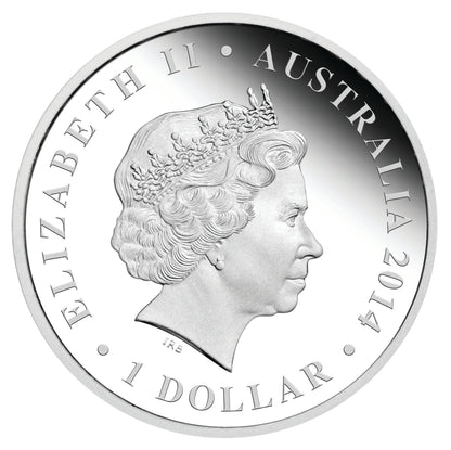 2014 $1 Megafauna Diprotodon 1oz Silver Coloured Proof Coin