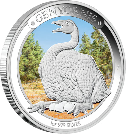 2014 $1 Megafauna Genyornis 1oz Silver Coloured Proof Coin