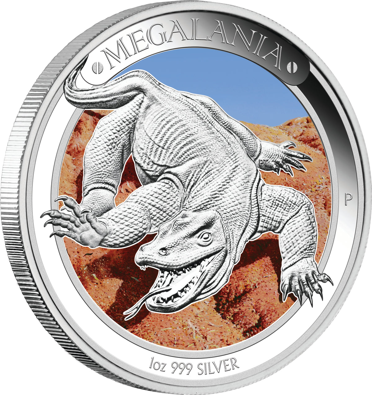 2014 $1 Megafauna Megalania 1oz Silver Coloured Proof Coin