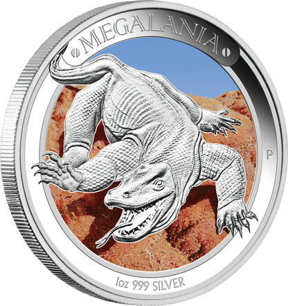 2014 $1 Megafauna Megalania 1oz Silver Coloured Proof Coin