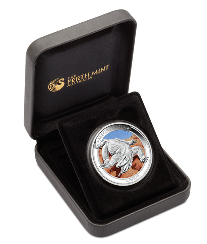 2014 $1 Megafauna Megalania 1oz Silver Coloured Proof Coin