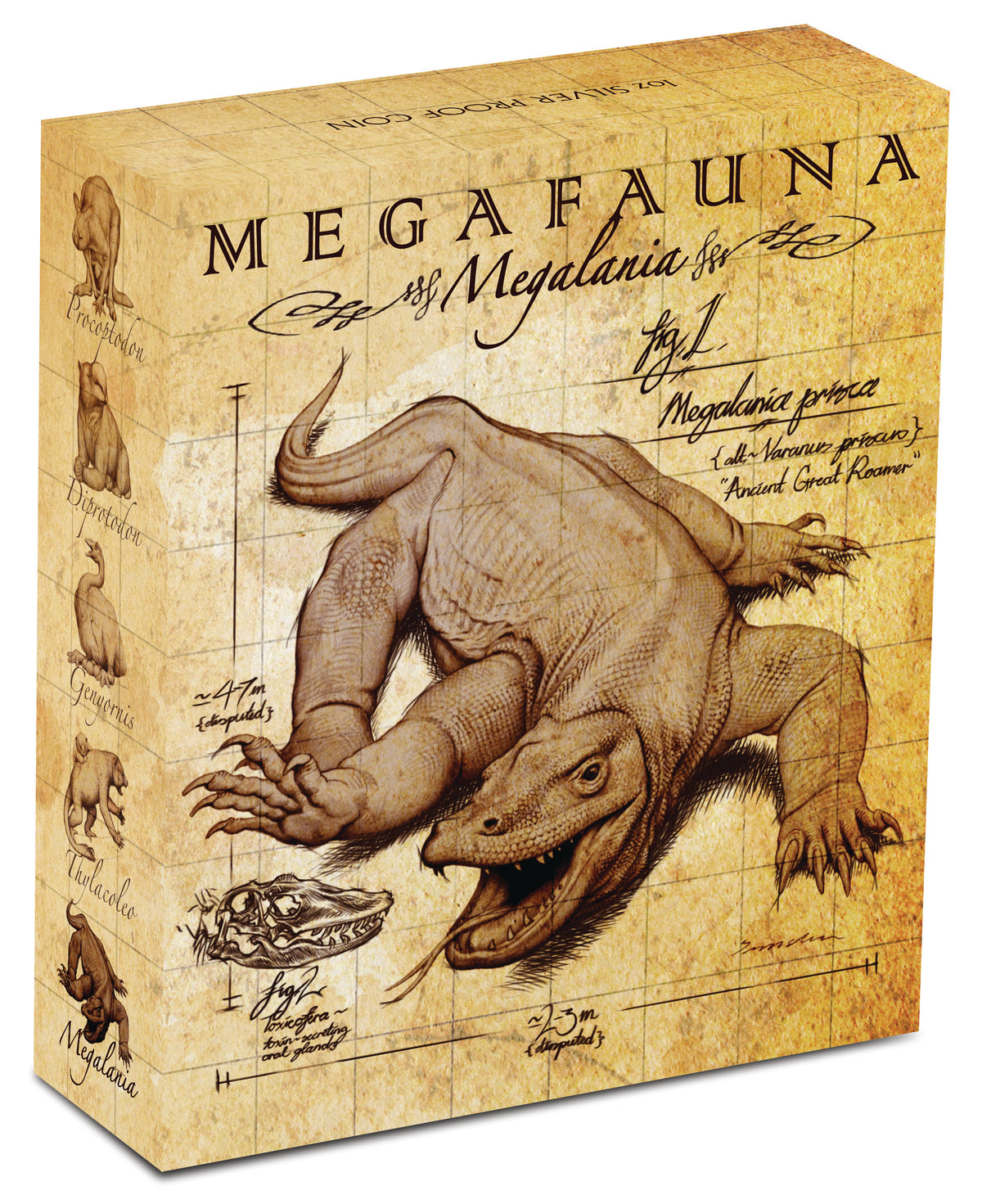 2014 $1 Megafauna Megalania 1oz Silver Coloured Proof Coin