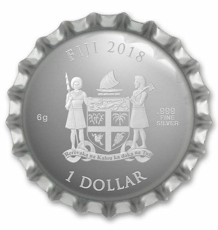 Fiji 2018 $1 Coca Cola Bottle Cap Silver Shaped Coin