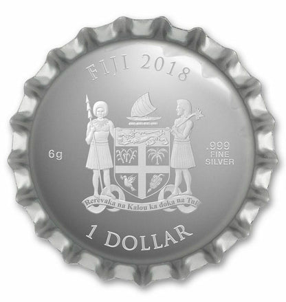 Fiji 2018 $1 Coca Cola Bottle Cap Silver Shaped Coin