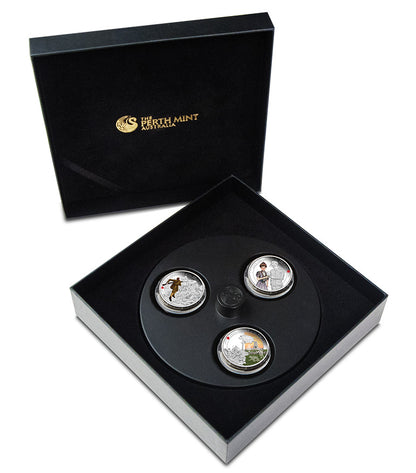 2015 50c The ANZAC Spirit 100th Anniversary 1/2oz Silver Coloured Proof 3 Coin Set