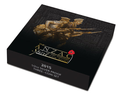 2015 50c The ANZAC Spirit 100th Anniversary 1/2oz Silver Coloured Proof 3 Coin Set