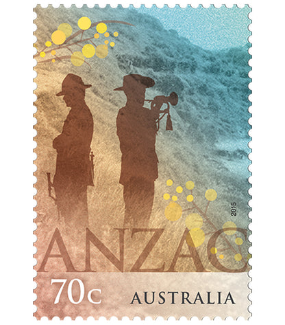 2015 ANZAC 1/2oz Silver Coloured Proof 2 Coin and Stamp Set