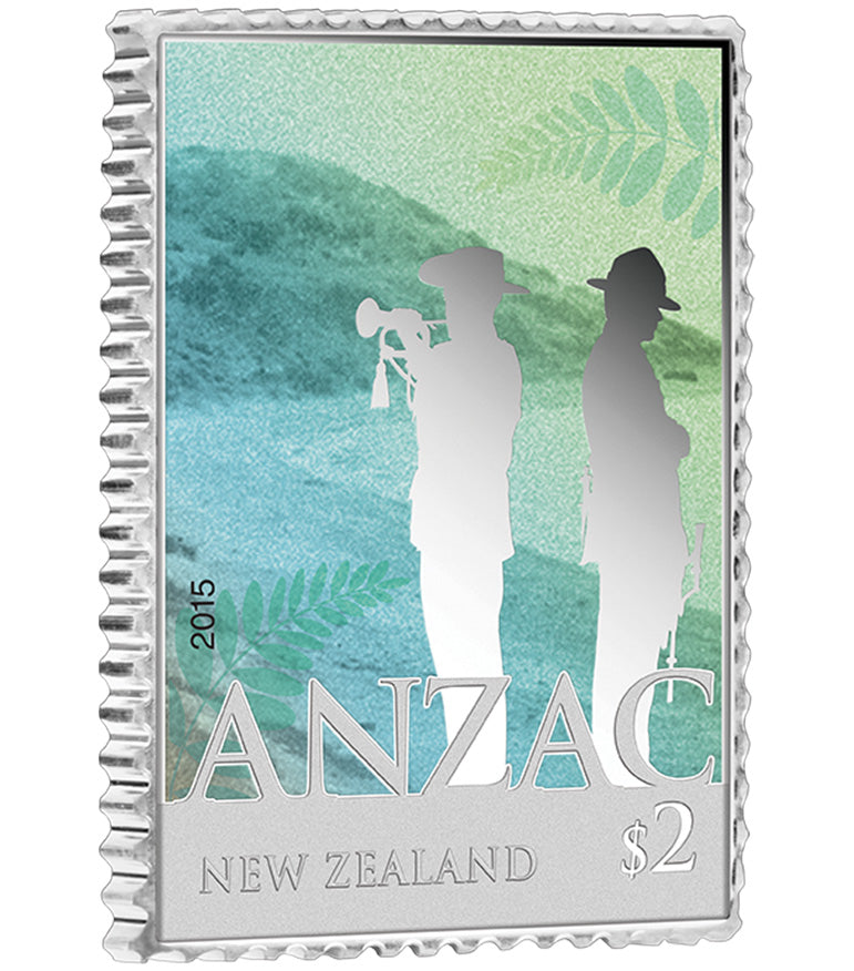 2015 ANZAC 1/2oz Silver Coloured Proof 2 Coin and Stamp Set