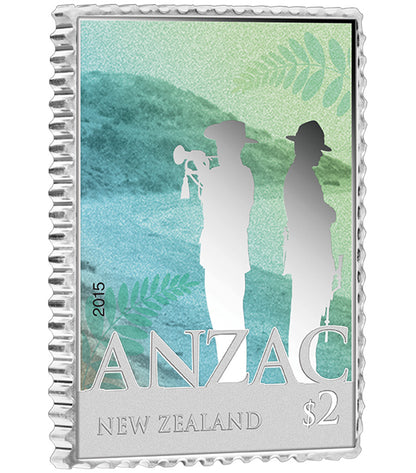 2015 ANZAC 1/2oz Silver Coloured Proof 2 Coin and Stamp Set