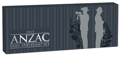 2015 ANZAC 1/2oz Silver Coloured Proof 2 Coin and Stamp Set