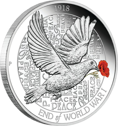 2018 $1 100th Anniversary End of World War I 1oz Silver Proof Coin