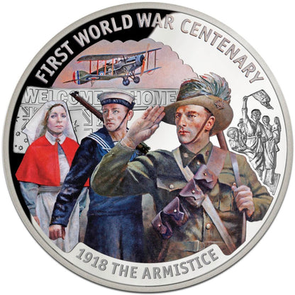 Solomon Islands 2018 $10 First World War Centenary The Armistice Silver Coloured Proof Coin