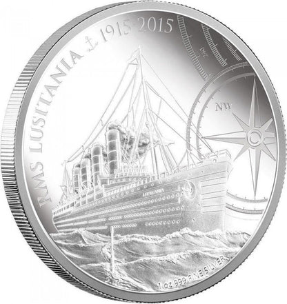 Niue 2015 $2 RMS Lusitania 1oz Silver Proof Coin