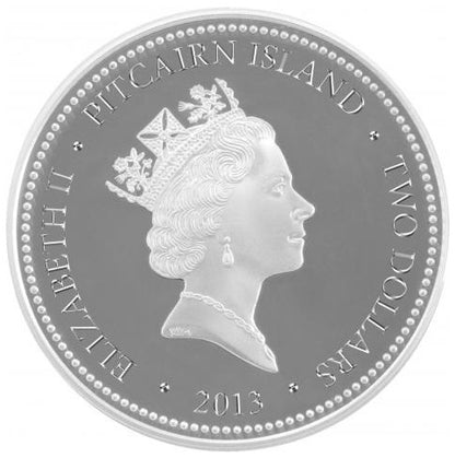 Pitcairn Island 2013 $2 Cunard Lines Queen Elizabeth 1oz Silver Coloured Proof Coin