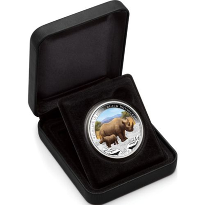 Tuvalu 2012 $1 Wildlife In Need Black Rhinoceros 1oz Silver Coloured Proof Coin