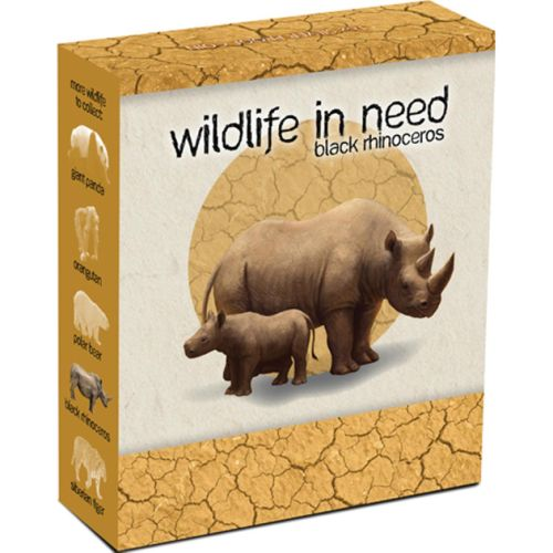 Tuvalu 2012 $1 Wildlife In Need Black Rhinoceros 1oz Silver Coloured Proof Coin