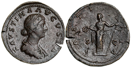 Roman Empire, Faustina Junior, Died 175AD, Sestertius nVF