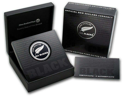 NZ 2011 $1 All Blacks 1oz Silver Coloured Proof Coin