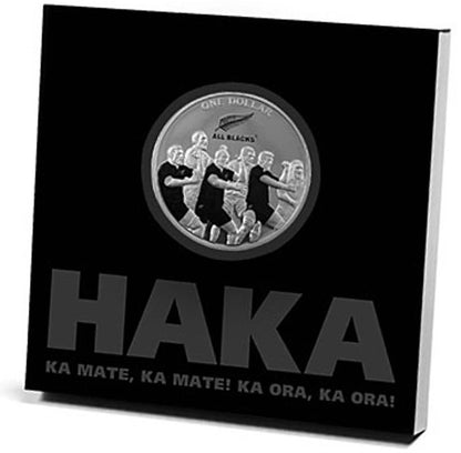 NZ 2011 $1 All Blacks Haka 1oz Silver Coloured Proof Coin