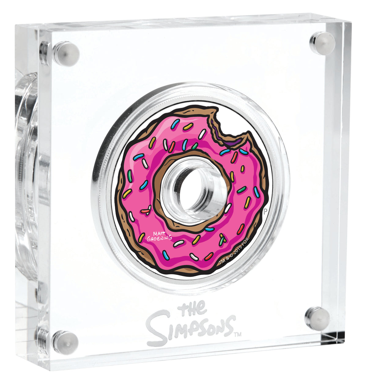 Tuvalu 2019 $1 The Simpsons Donut 1oz Silver Coloured Proof Coin