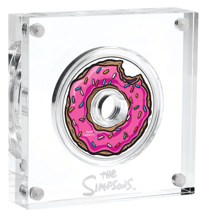 Tuvalu 2019 $1 The Simpsons Donut 1oz Silver Coloured Proof Coin