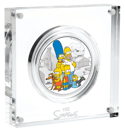 Tuvalu 2019 $2 The Simpsons Family 2oz Silver Coloured Proof Coin