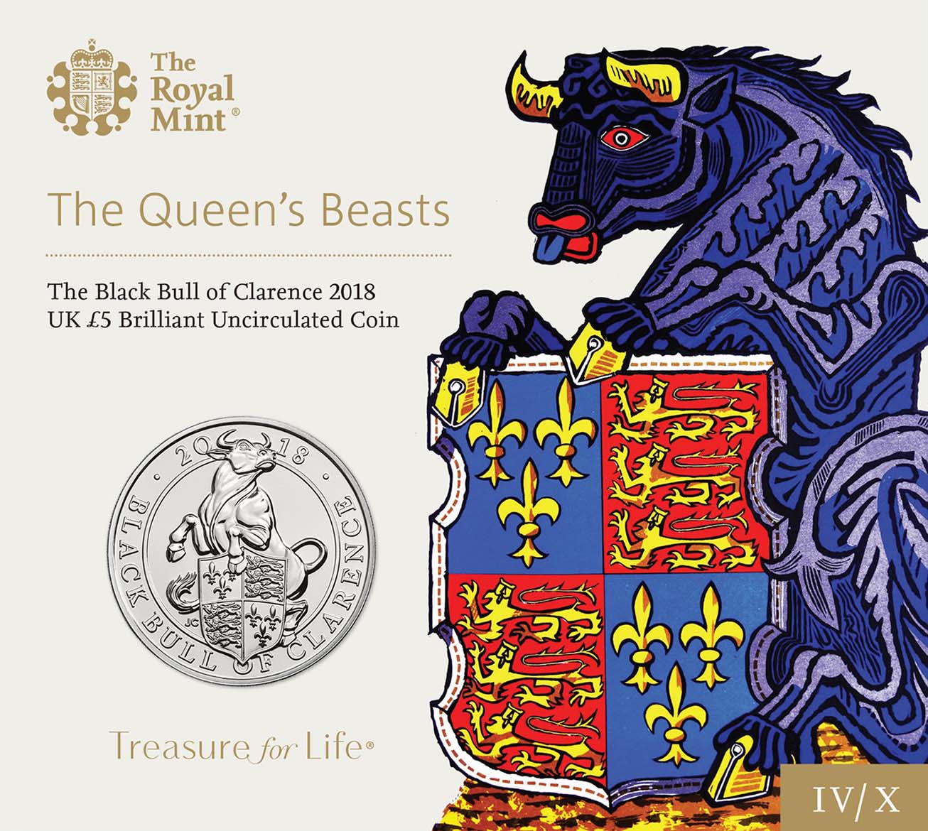 UK 2018 £5 The Queen's Beasts The Black Bull of Clarence Uncirculated Coin