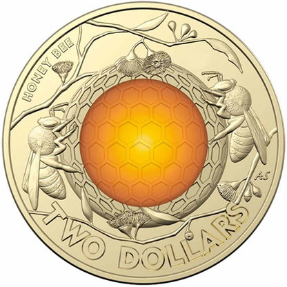 2022 $2 Australian Honey Bee Al-Bronze Coloured Uncirculated Coin