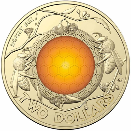 2022 $2 Australian Honey Bee Al-Bronze Coloured Uncirculated Coin
