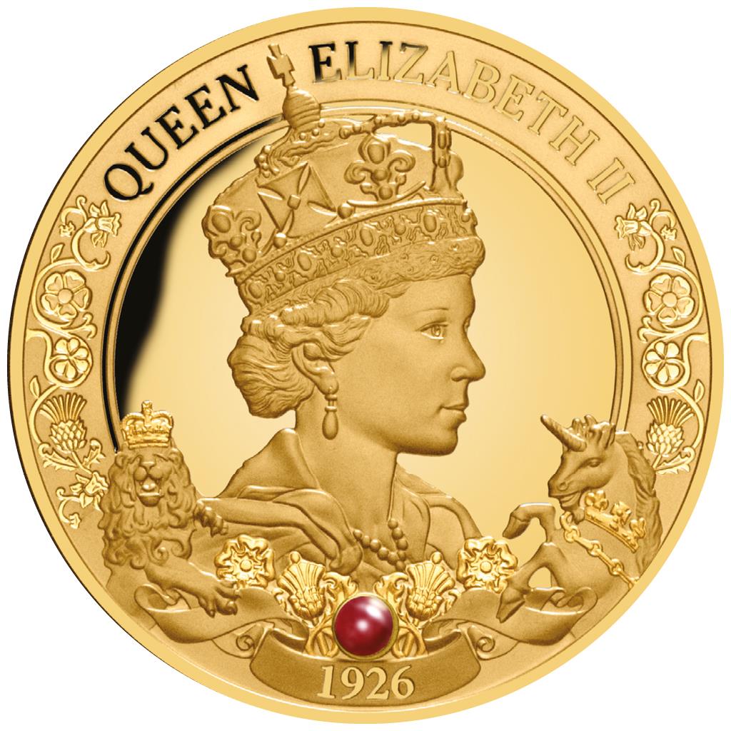 Niue 2021 $100 95th Birthday of The Queen 1oz Gold Proof Coin with Ruby Insert
