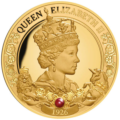 Niue 2021 $100 95th Birthday of The Queen 1oz Gold Proof Coin with Ruby Insert