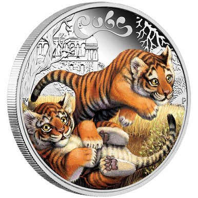 Tuvalu 2016 50c Tiger Cubs 1/2oz Silver Coloured Proof Coin