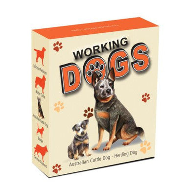 Tuvalu 2011 $1 Working Dogs Australian Cattle Dog Herding Dog 1oz Silver Coloured Proof Coin