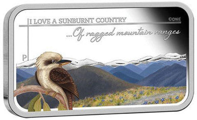 2015 $1 Sunburnt Country Kookaburra 1oz Silver Proof Rectangle Coin