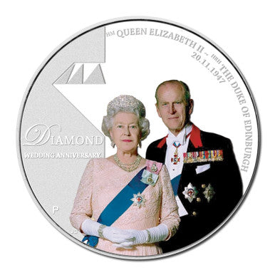 2007 $1 Diamond Wedding Anniversary 1oz Silver Coloured Proof Coin