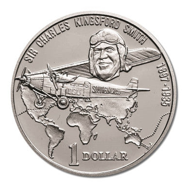 1997 $1 Sir Charles Kingsford Smith The World's Greatest Pioneering Aviator Silver Proof Coin