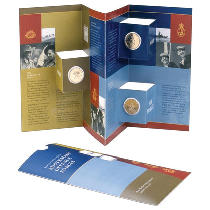 2001 $1 Anniversaries of The Australian Defence Forces Uncirculated 3 Coin Folder Set