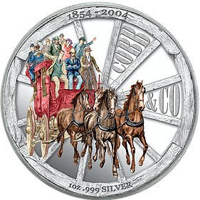 Cook Islands 2004 $1 Cobb & Co 1oz Silver Coloured Proof Coin