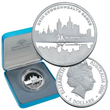 2006 $5 Commonwealth Games Melbourne Silver Proof Coin