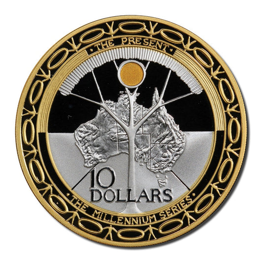2000 $10 Millennium The Present Selectively Gold Plated 1oz Silver Proof Coin